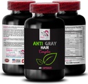 Anti píldoras de pelo gris - ANTI GRAY HAIR COMPLEX - Reversión de pelo gris, Renacimiento de color, tono de pelo, impulsor de vitalidad de color, Color fresco, suplemento de pelo gris anti, Transformación del cabello 1 Botella 60 cápsulas