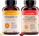 NatureWise Vitamina D3 2000iu 360 Conde y Complejo de Vitamina B 150 Softgels - Función muscular saludable, Soporte inmunitario, Energía celular, Claridad mental