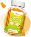 Alta Absorción Calcio Gummies, Azúcar suplemento de magnesio de calcio gratis con vitamina D3 de potasio para hombres y mujeres - Vegan, sabor a naranja 60 Cts