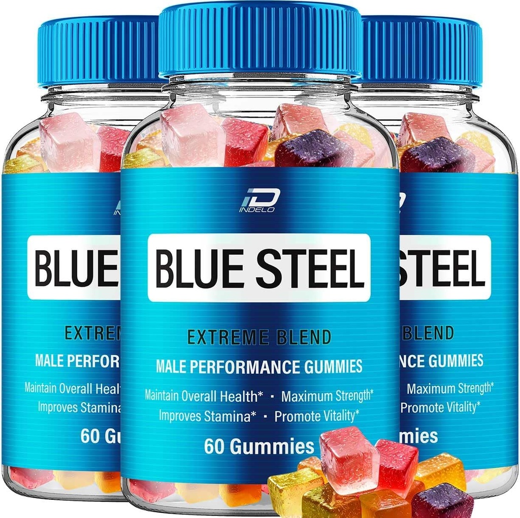 Blue Steel Gummies - BlueSteel Hemp Gummies, Steel Blue Official Formula Hemp Gummies - Natural Hemp Oil Advanced Formulation, Blue Steel Hemp Gummies Comentarios (3 Pack - 180 Gummies)