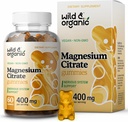 Wild &amp; Organic Magnesium Citrate Gummies 400 mg - Relaxing Chewables for Calm and Mood - Calming Magnesium Citrate Suplemento - 60 Vegan, Non-GMO Powder Based Chews