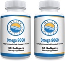 Omega 8060 2400mg Omega 3 Fish Oil Joint Health Suplemento 60 softgel - 2 Month Supply - 2pk