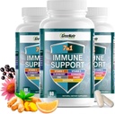 GreeNatr Immune Support Suplemento con Vitamina C, D3, Zinc 50mg, Quercetina, Echinacea Purpurea, Sambucus Elderberry y Ginger para la Defensa del Inmuno Completo - 60 cápsulas (3 botellas)