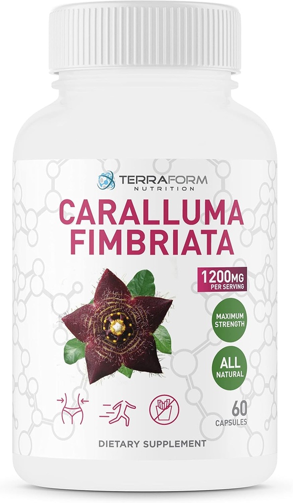 Caralluma Fimbriata - 100% puro - Max Strength Weight Loss Suplemento - 1200mg - Natural Appetite Suppressant for Women &amp; Men - Metabolism Booster - Made in USA - 1 Mes