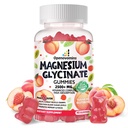 Magnesio Glycinate Gummies 2500mg - Suplemento de Potasio de Magnesio Libre de Azúcar con Vitamina D, B6, CoQ10 para calma Mood &amp; Sleep Support - 90 Peach Gummies
