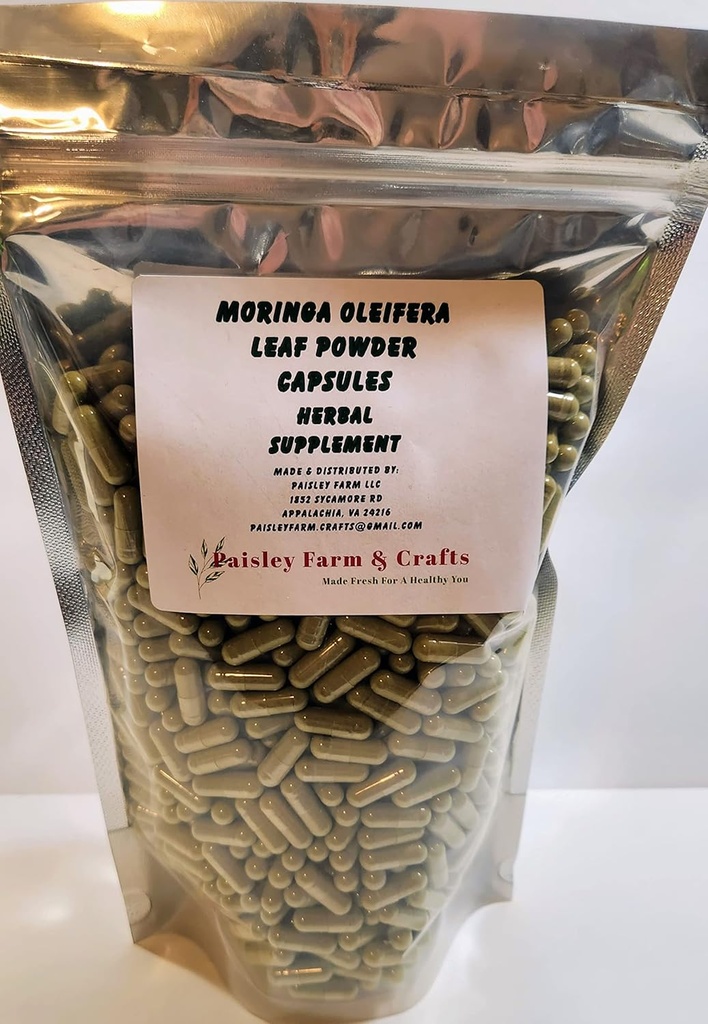 Moringa Oleifera Leaf Capsules Non GMO - Suplemento Herbal - 100% Pure Leaf Powder! (5000) - Made Fresh On Demand!