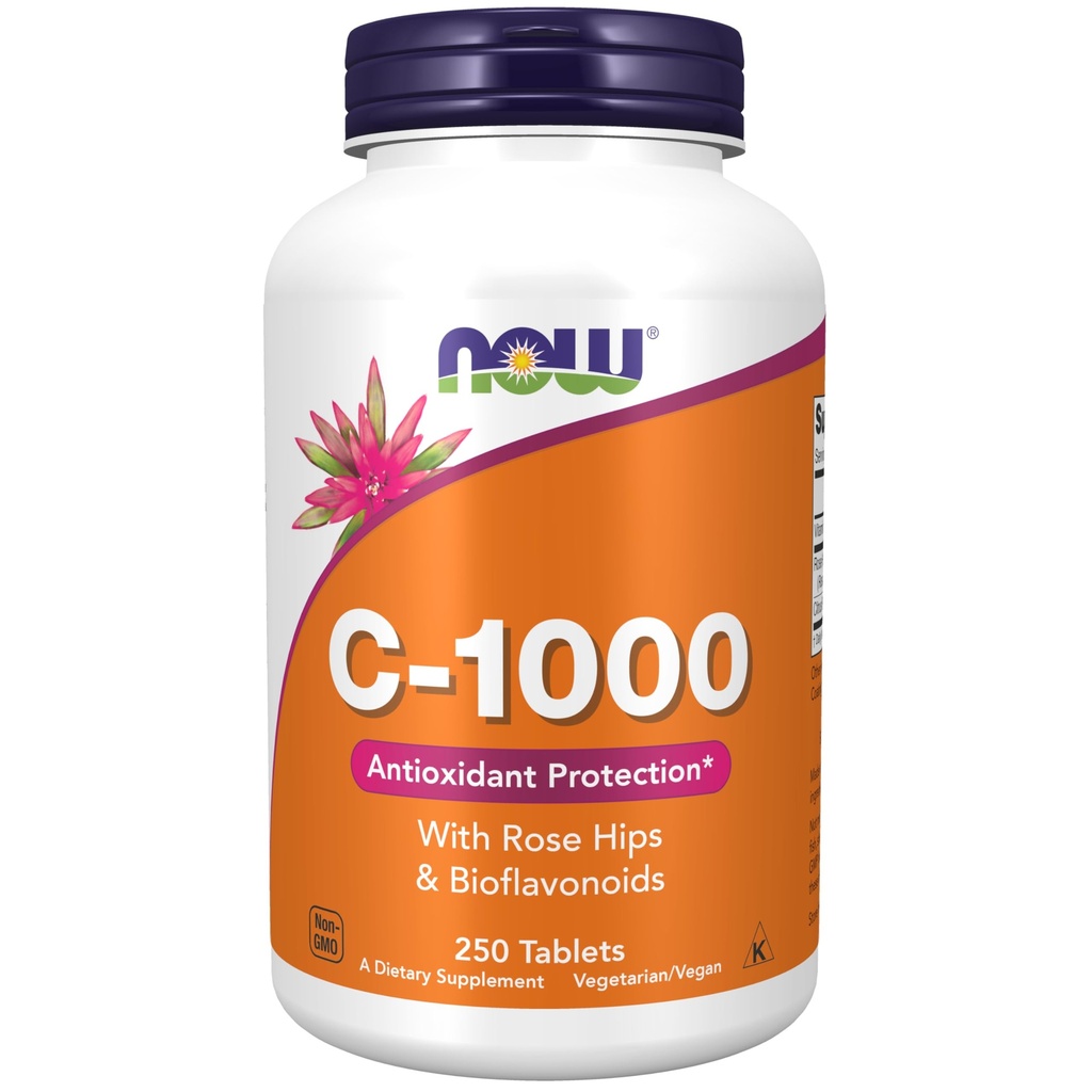 AHORA Suplementos, Vitamina C-1.000 con Caderas Rosas " Bioflavonoides, Protección Antioxidante*, 250 Tabletas