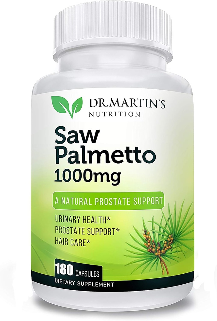 USA Grown Saw Palmetto tención 180 Capsules Prostate Health Suplemento Silencio para el crecimiento del cabello para hombres &amp; mujeres Apoyo para ayudar a mantener la frecuencia normal de la orina " Natural DHT Blocker para ayudar a prevenir la pérdida del cabello