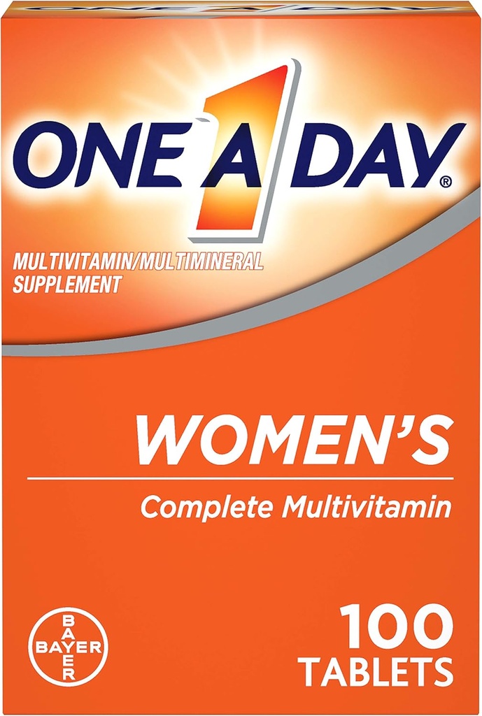 Un día Multivitamina femenina, Suplemento con Vitamina A, Vitamina C, Vitamina D, Vitamina E y Zinc para Immune Health Support, B12, Biotina, Calcio &amp; Más, Tablet, 100 cuentan