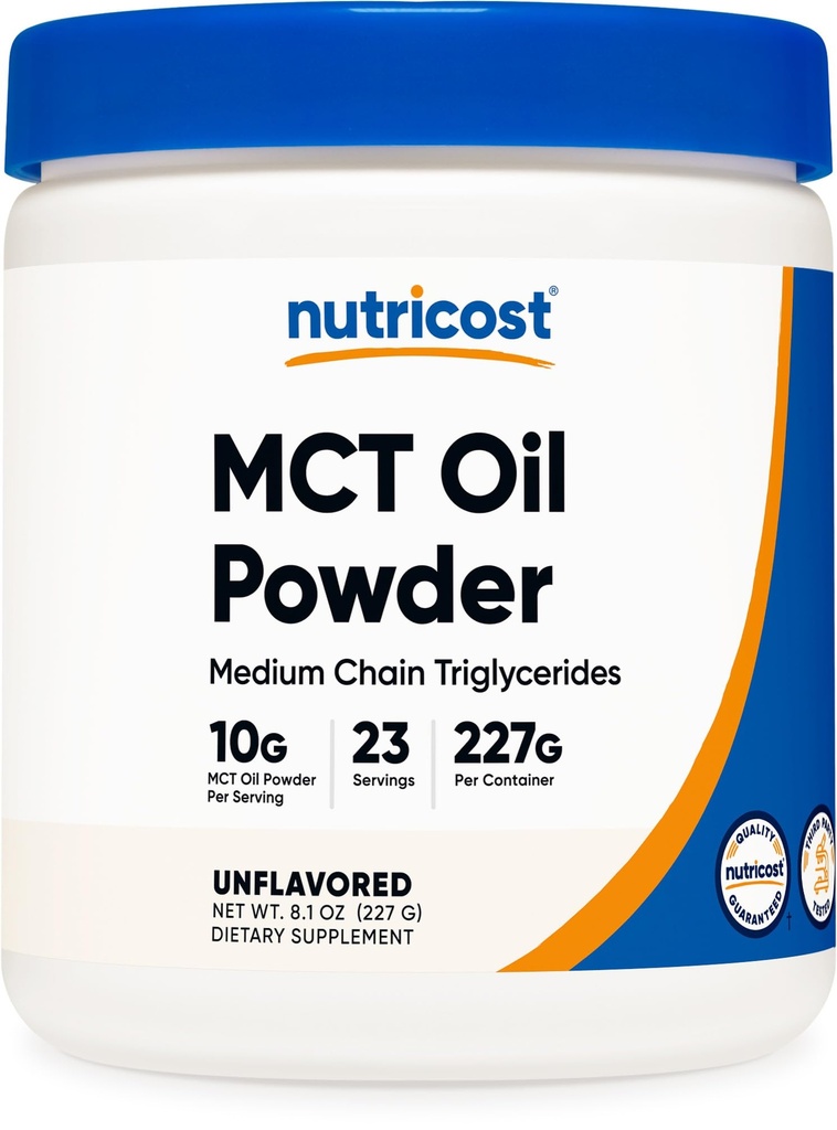Nutricost Premium MCT Oil Powder .5LBS - Best for Keto, Ketosis, and Ketogenic Diets - Zero Net Carbs, Non-GMO and Gluten Free