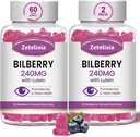 2 Pack Lutein Gummmies Eye Health Supplement for Adults, Lutein &amp; Zeaxanthin Supplements Eye Vitamins Gummies, Bilberry with Lutein for Promoting Eye & Vision - 120 Gummies