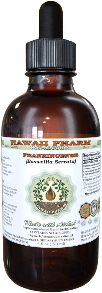 Extracto líquido libre de alcohol, Frankincense (Boswellia Serrata) Resistente seco Glycerite Hawaii Pharm Natural Herbal Suplemento 4 oz