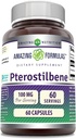 Fórmulas asombrosas Pterostilbene Suplemento Silencio 100 Mg por Serving 60 Capsules Silencio No-GMO Silencio Gluten Libre Silencio Made in USA