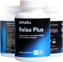 Relax Plus Stress Relief Suplemento Silencioso con GABA, L-Theanine, Ashwagandha, Valerian Root ← Apoya un Mood relajado y el sueño reparado ← 60 Conteo ← 30 Day Supply