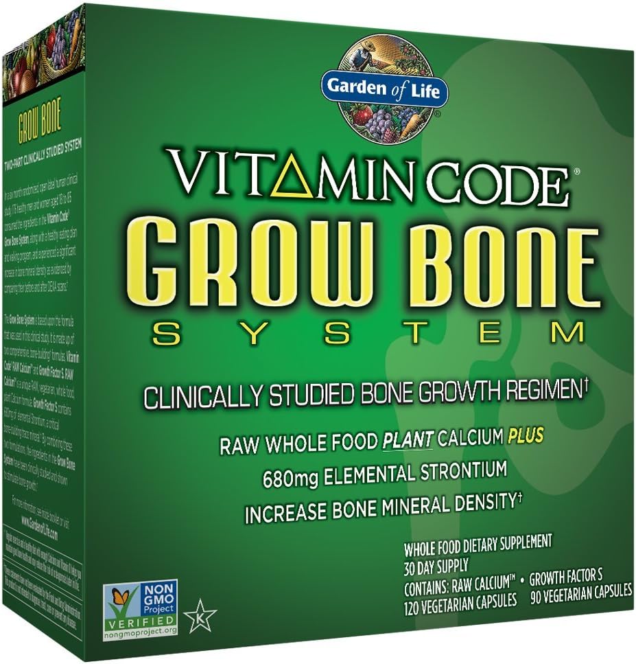 Jardín de la Vida Suplemento de calcio - Vitamina Código de la Cuervo Hueso Hecho con Alimentos completos, Estroncio, Magnesio, K2 MK7, Vitamina D3 &amp; C Plus Probióticos para Gut Health, 30 Day Supply