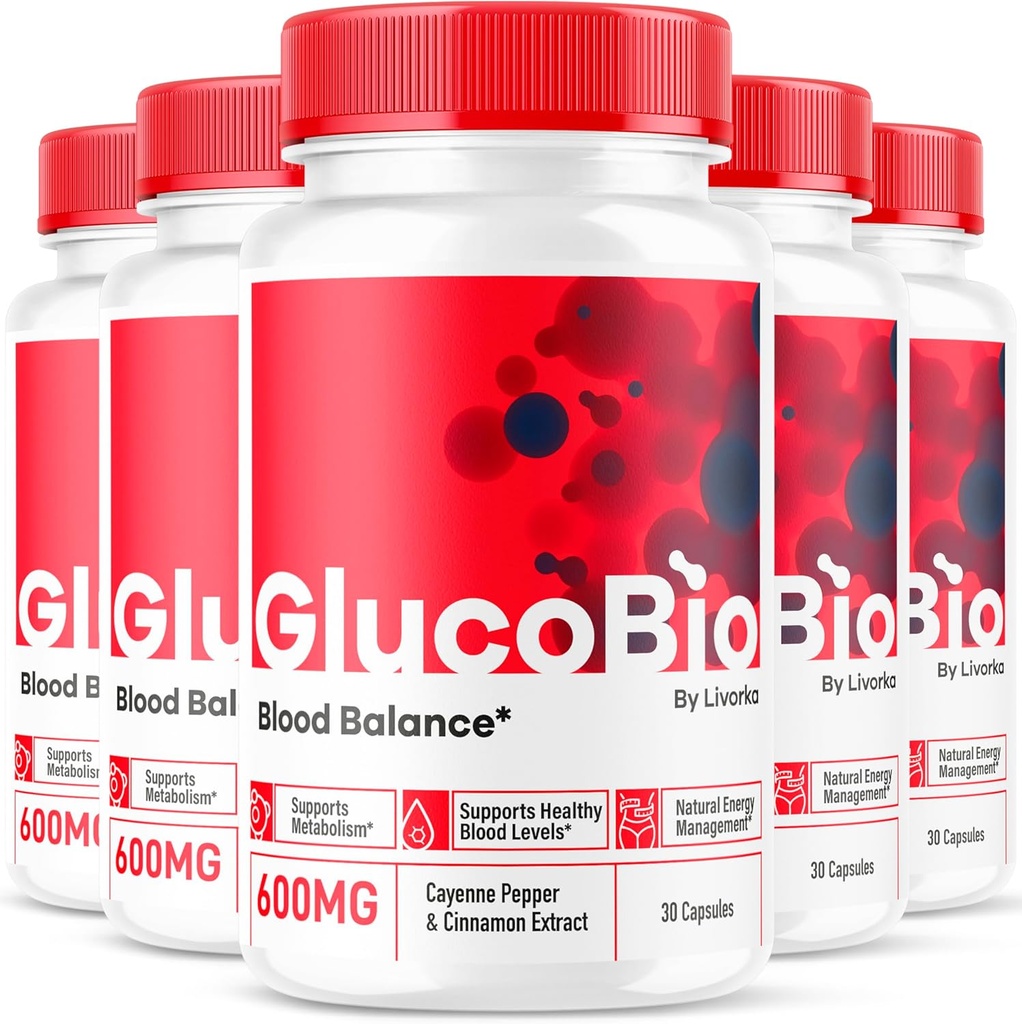 (5 Pack) GlucoBio Capsules - Píldoras oficiales de apoyo a la Bio Gluco, Fórmula avanzada para el equilibrio general, GlucoBio Píldoras, Suplemento GlucoBio, Reseñas de Glucovio, 150 cápsulas para 5 meses