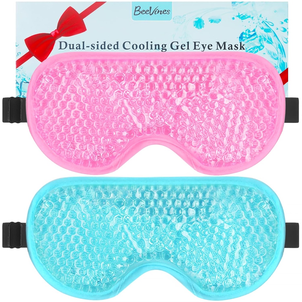 Máscara de Ojo Gel BeeVines, 2 Máscaras de enfriamiento de hielo para Ojos Puffy para Hombres &amp; Mujeres, Compresión de calor para cirugía post, eficiencia, alergias, sinusos &amp; migrañas Tratamiento