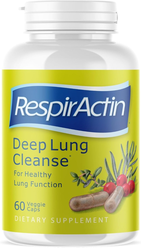 Deep Lung Cleanse 60 Veggie Caps - Suplementos respiratorios herbarios para el respiración más clara ¦