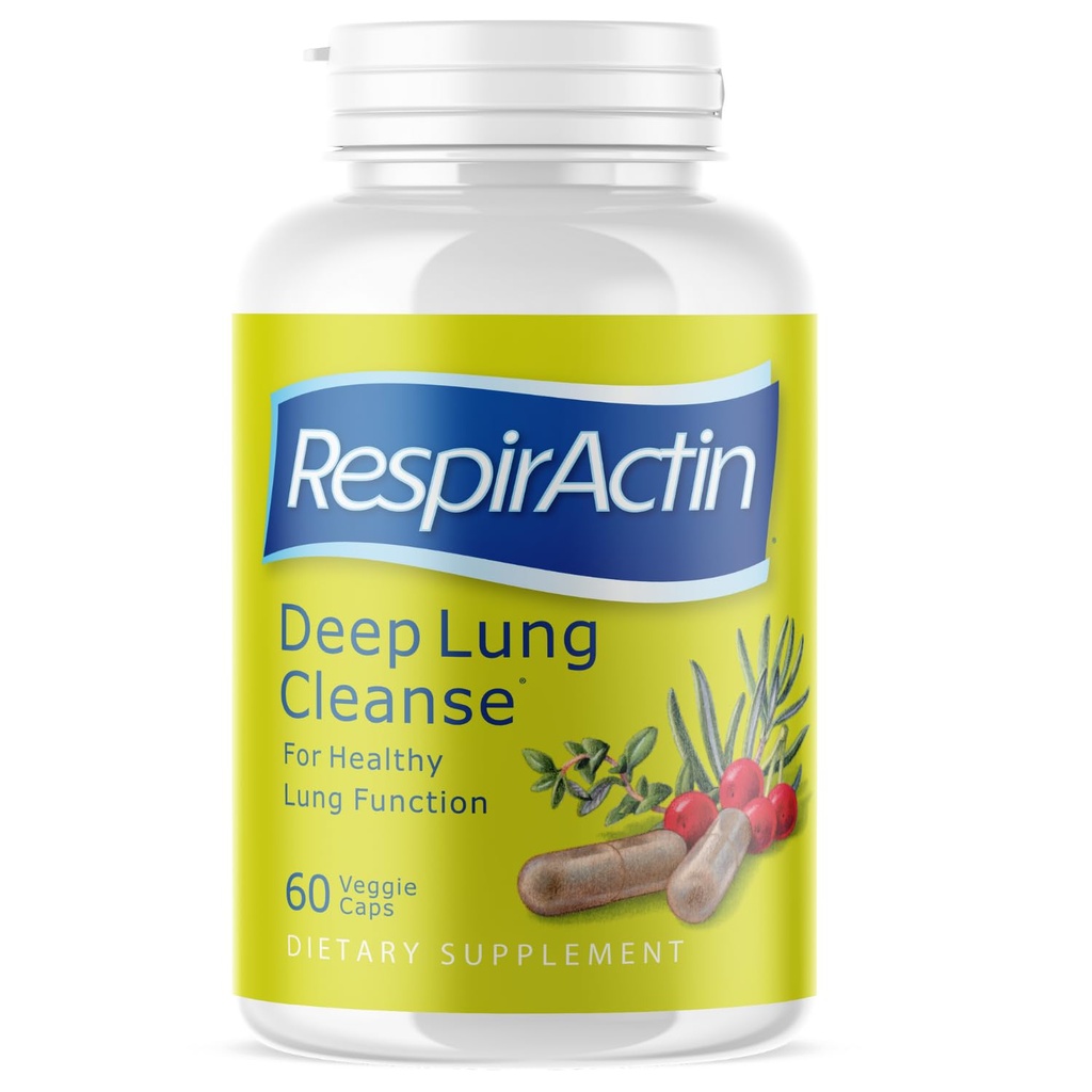 Deep Lung Cleanse 60 Veggie Caps - Suplementos respiratorios herbarios para el respiración más clara ¦