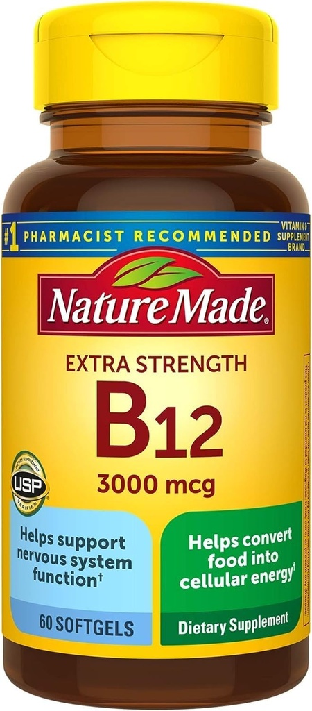 Extra Fuerza Vitamina B12 3000 mcg Softgels, 60 Cuenta