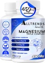 Complejo de magnesio triple ← Magnesio de alta potencia 450mg de magnesio Glycinate, Malate " Citrate TEN High Absorption ← Non-GMO, Gluten Free, Soy Free, Vegan tención 90 cápsulas.