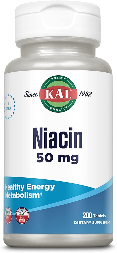 Kal 50 Mg Niacin Tablets, 200 Conde