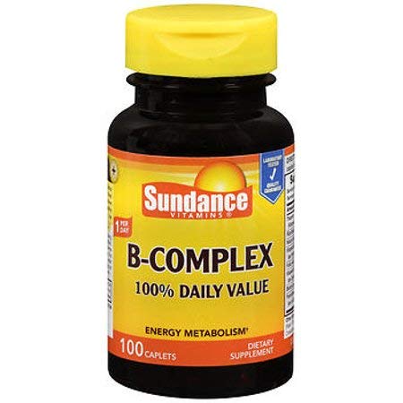 Sundance Vitamina B-Complex 100% Valor diario tención 100 Tablets ← Vegetariano, No GMO, y Gluten suplemento libre