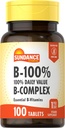 Sundance Vitamina B-Complex 100% Valor diario tención 100 Tablets ← Vegetariano, No GMO, y Gluten suplemento libre