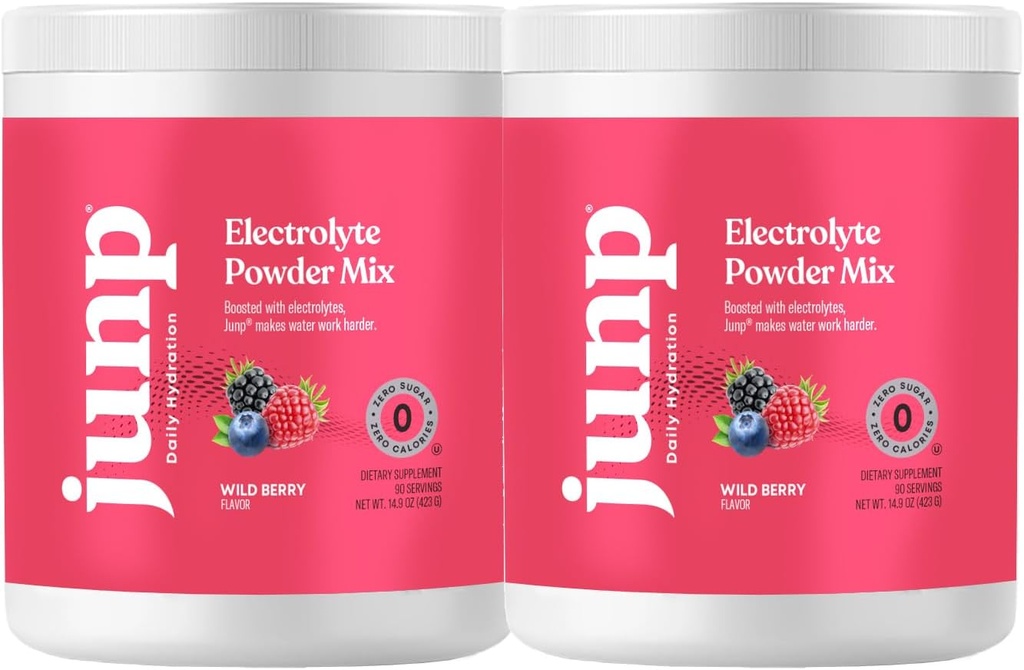 JUNP Electrolytes Powder No Sugar No Carbs – Wild Berry Fruit Flavor Drink Mix - Potassium &amp; Sal Electrolyte Hydration Powder Zero Calorie Sugar Free Electrolyte Powder, Keto Friendly, 180 Servings