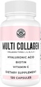Collagen Capsules con Biotina, Ácido Hialurónico, Vitamina C, Hidrolyzed Multi Collagen Peptide Capsules Tipos I, II, III, V, X Para la piel, el cabello, las uñas y el suplemento de salud conjunto* 120 Conde
