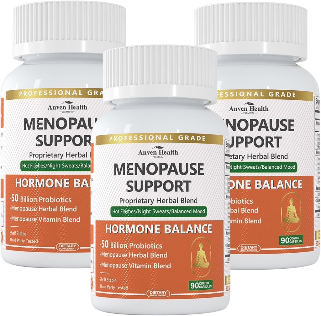 Suplementos de menopausia para mujeres Menopause Probiotics Relief,Vitamin D3 &amp; B6,Apoyos Hot Flashes, Night Sweats, Bloating & Gut Health with Black Cohosh, Collagen  durable 270 Veggie Caps