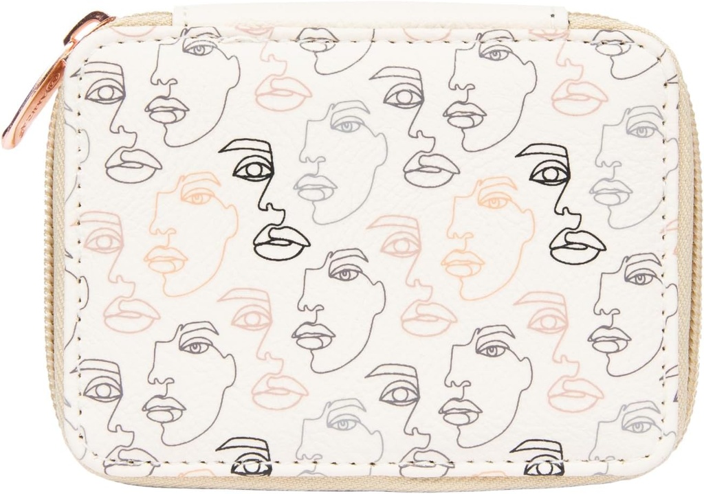 Caso de muñeca de cobre para mujer de Miamica con organizador de plástico extraíble de 8 días, Beige, 3,5” x 2,75” x 1,25" – Caja de Medicina Semanal w/ Diseño Compacto