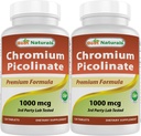 Mejores Naturales Chromium Picolinate 1000 mcg 120 Tablas (120 Cuenta (Pack de 2))