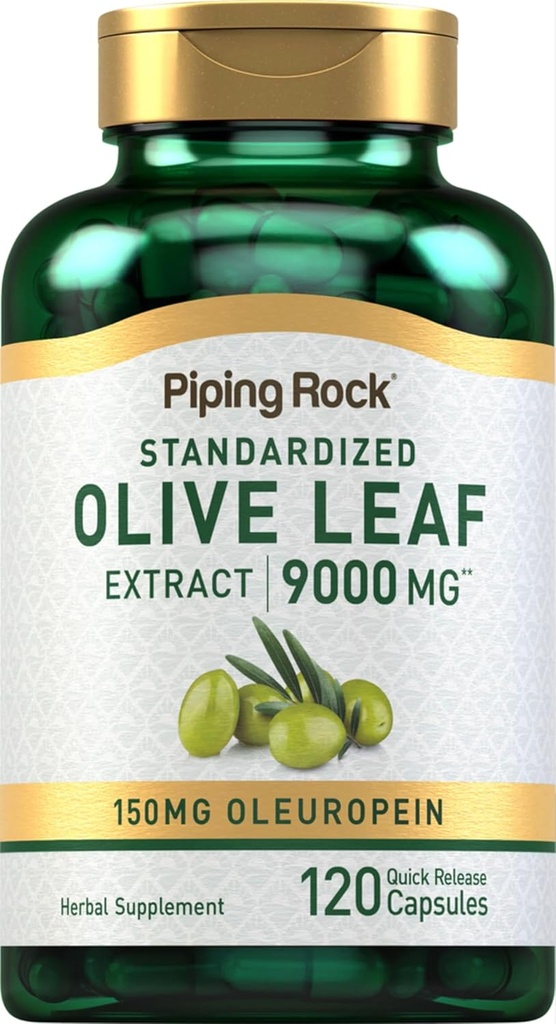 Piping Rock Olive Leaf Extract Capsules Silencio 9000mg Silencio 120 Pills  150mg Oleuropein ← Suplemento herbal estandarizado