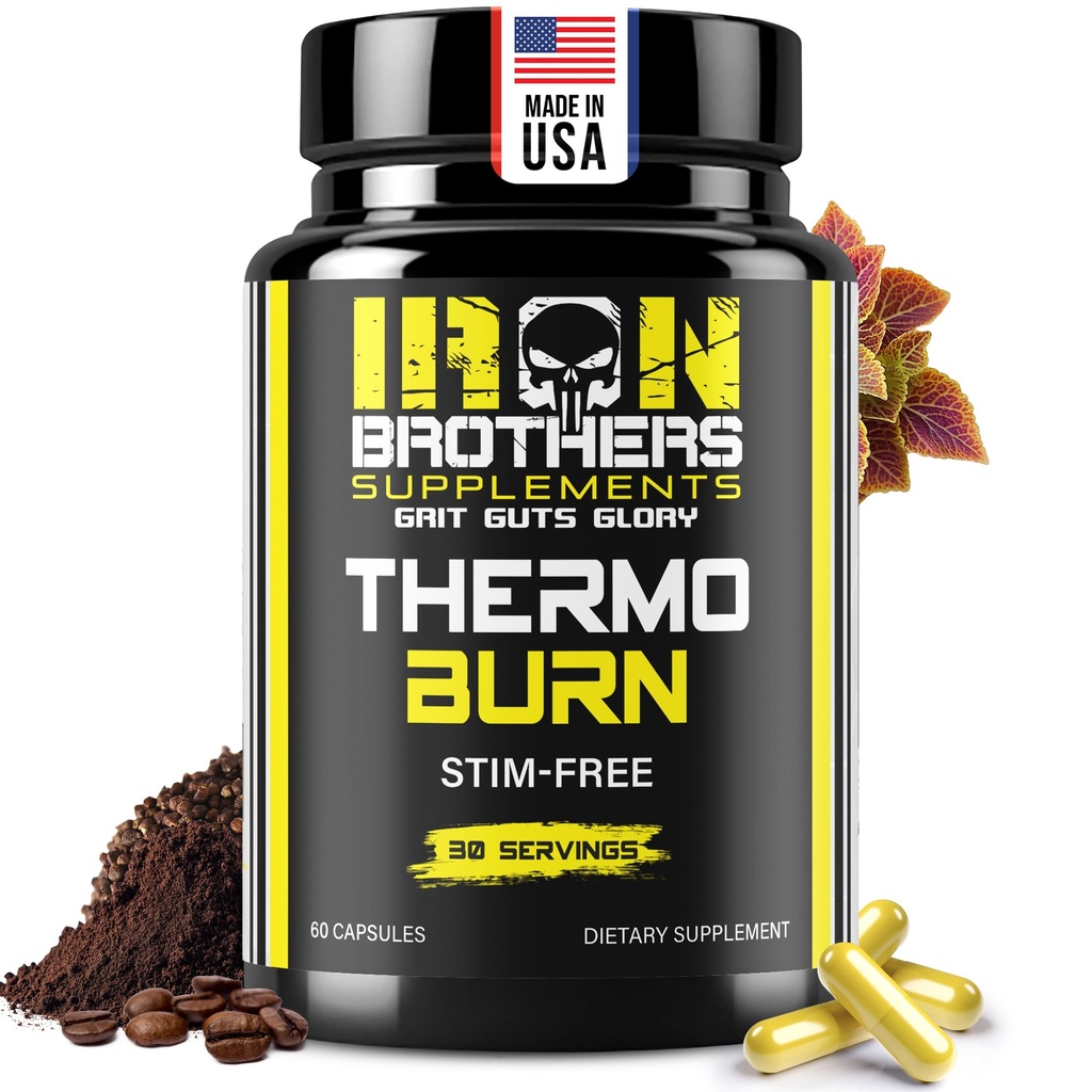 Hermanos de Hierro Suplementos Estimulantes Quemadores Grasos Libres para Mujeres y Hombres – Pérdida de Peso - Inflamación de grasa termogénica no estimulante – Suplemento dietético – Metabolismo Booster con Pimienta de Cayena – 30 días