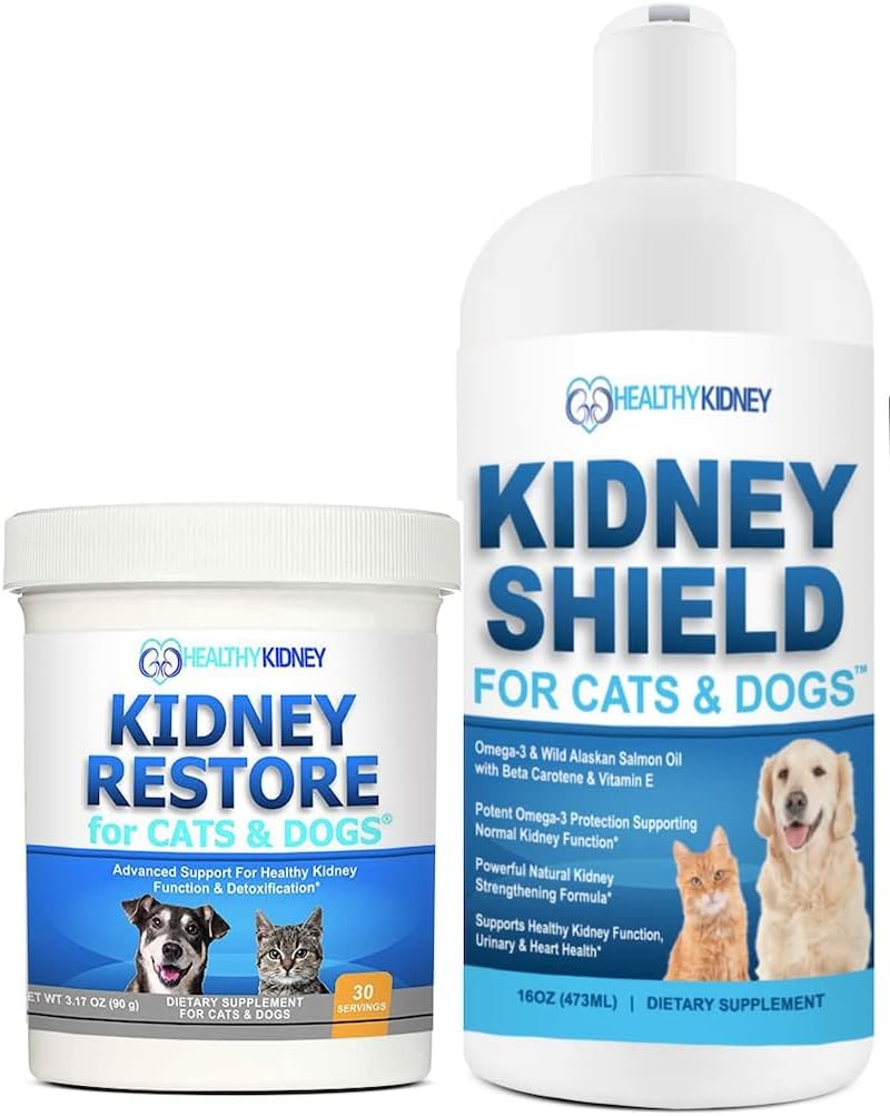 Kidney Restore y Kidney Shield para gatos & perros de dos patas