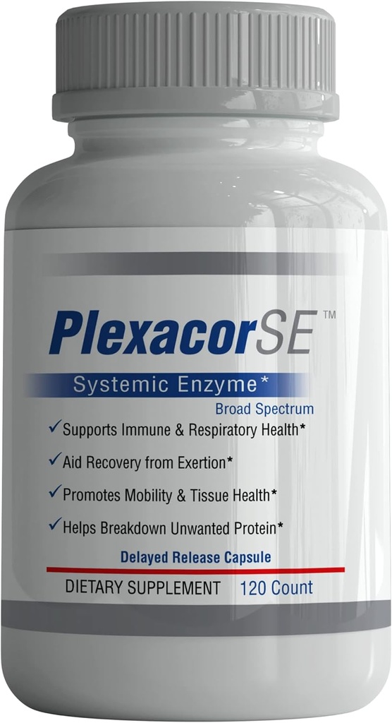 New Plexacor Multi-Enzymes Fibrin Defense, 6-in-1 SuperEnzyme Blend with Rutin, Serrapeptase & Superior Turmeric for Healthy Immune Support - 120 Count