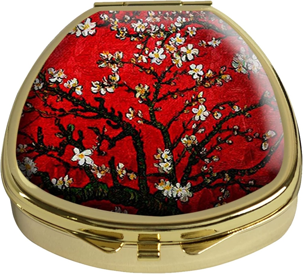Pill Caja de cereza Blossoming Pill Case Pocket Purse Portable Travel Tablet Holder Organizador Cubierta de vidrio Decoración Fan Shap