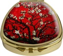 Pill Caja de cereza Blossoming Pill Case Pocket Purse Portable Travel Tablet Holder Organizador Cubierta de vidrio Decoración Fan Shap