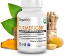 Organixx USDA Organic Turmeric Curcumin Supplement with Ashwagandha, Turmeric " Ginger – Immune " Joint Support, Fermented for Maximum Bioavailability, 60 Vegetarian Capsules