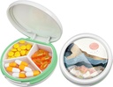 Serfeymi Small Pill Box - 3 Compartments Caja de Píldora Portátil para Bolsillo de Píldora de Píldora Compacta - Adecuado para Medicina, Vitamina, Petróleo de Pesca, Suplementos - Blanco(Montaña de Sol).