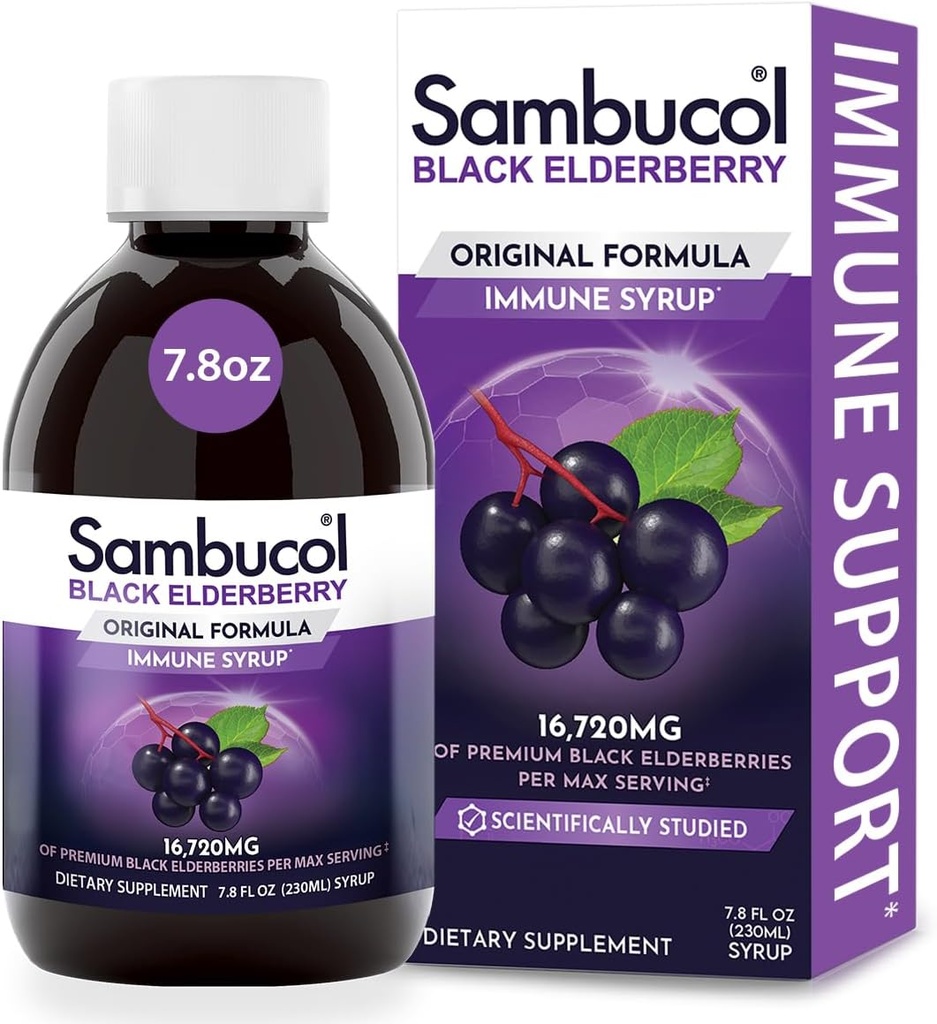 Sambucol Black Elderberry Syrup - Sambucus Elderberry Syrup for Adults Immune Support, Elderberry Liquid, Elderberry Extract, Gluten Free - 7.8 Fl Oz