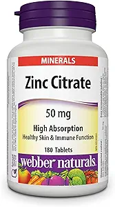Webber Naturales Citrato de zinc 50 mg, 180 Tabletas