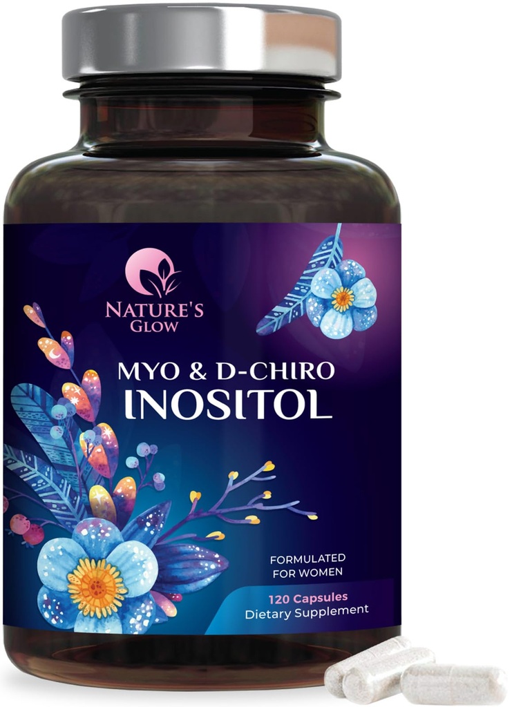 Myo-Inositol & D-Chiro Inositol 1025mg - 40:1 Relación ideal para el soporte ovárico, Vegan Myo y D Chiro Suplemento para el equilibrio natural y el apoyo hormonal de las mujeres, vitamina B8, no GMO - 120 cápsulas