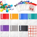 70+2 Pcs Pill Pouch Bags Zippered Pill Pouch Set con 2 hojas Label, 7 colores Pill Pouches for Medicine Travel Reusable Pequeñas bolsas de plástico para viajes / hogar Uso diario