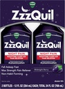 ZzzQuil Liquid, Max Strength Doin Reliever, Nighttime Sleep Aid Liquid, Acetaminophen 1000mg, Diphenhydramine 50mg HCI, Non-Habit Forming, Midnight Berry Flavored, 2 Pack, 24 FL OZ