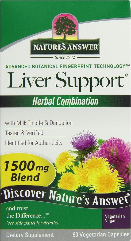 Respuesta de la naturaleza Liver Support Herbal Combination Suplementos dietéticos orgánicos Natural Vegetarian Vegan Support Ideal para la función saludable del hígado – 1500mg (90 cápsulas)