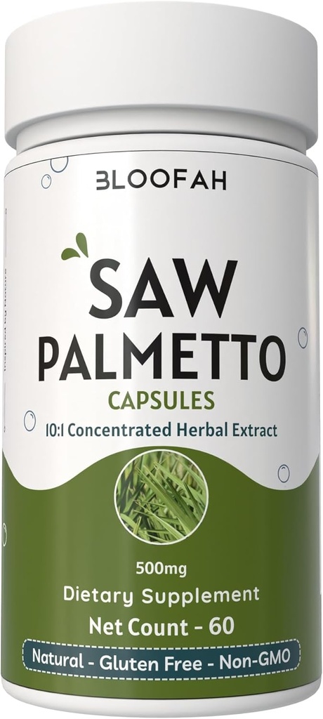 Saw Palmetto Capsules 500mg ← 10:1 Concentrated Extract ← Serenoa Repens Herbal Supplement -GMO, Gluten-Free Easy-to-Take Capsules (60 Count (Pack of 1))