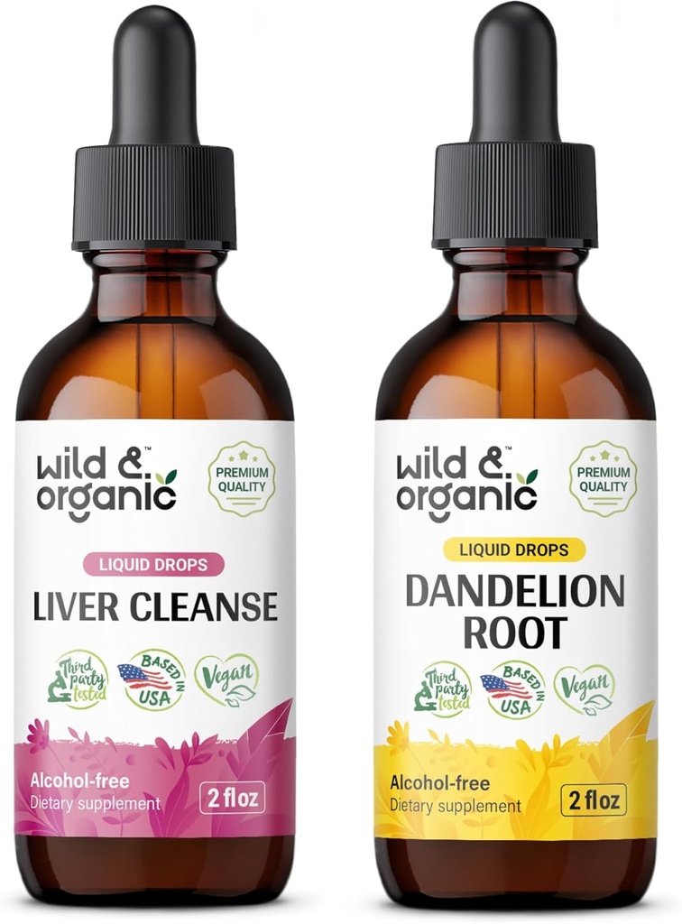 Wild &amp; Organic Liver Cleanse Tincture 2 fl oz &amp; Dandelion Root Tincture 2 fl oz