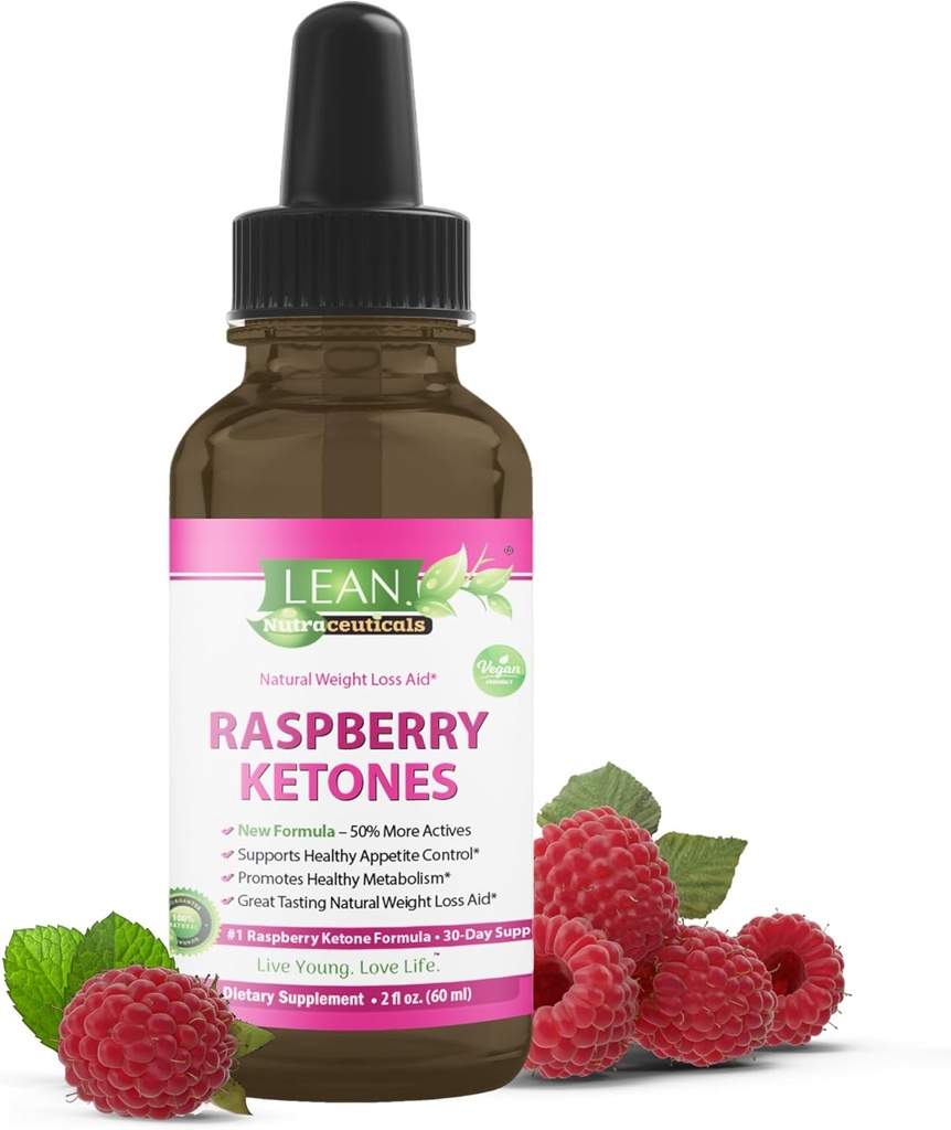 Lean Nutra Keto Drops – Raspberry Ketones Supplement for Women & Men, Supports Metabolism & Cravings, Vegan Liquid Formula with ACV, Green Tea, African Mango – 60ml